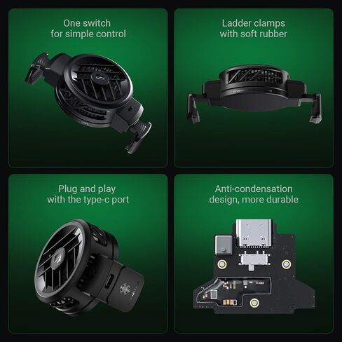 مبرد الهاتف الخلوي Black Shark Fun Cooler 3 Lite، مروحة تبريد للهاتف المحمول، مشعاع الهاتف المحمول خفيف الوزن وهادئ لألعاب iPhone/Android مقاس 2.71-3.34 بوصة - أسود in Kuwait