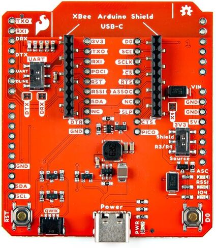 SparkFun Digi XBee® Arduino Shield - USB-C (Qwiic) يدمج وحدات XBee 3 المتطورة من Digi LTE-M/NB-IoT وDigi XBee RR Pro، الأبعاد: (بوصة) 2.10 بوصة × 2.35 بوصة in Saudi Arabia