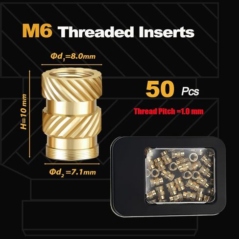 200Pcs M2 Threaded Inserts for 3D Printing Components,M2*3 * 3 Metric Brass Knurled Nuts, Insert by Heat into Plastic Parts in Kuwait