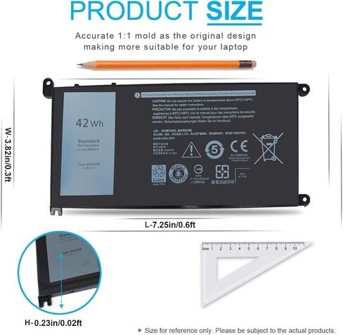 WDXOR 42Wh بطارية الكمبيوتر المحمول استبدال لديل انسبايرون 15 5565 5567 5568 5570 5578 7560 7570 7569 7579 13 7368 7378 7375 5368 5378 5379 17 3785 5765 5767 5770 3CRH3 T2JX4 FC92N in Kuwait