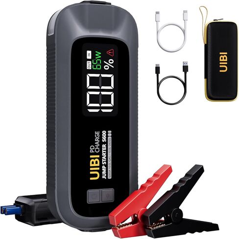 بطارية السيارة، بادئ تشغيل متنقل UIBI 1500A لصندوق وصل السيارة، حزمة بطارية بادئ تشغيل 12 فولت (ما يصل إلى 7.0 لتر غاز و5.5 لتر ديزل) مع شاشة LCD أكبر 2 بوصة، ضوء 3 في 1 in Kuwait