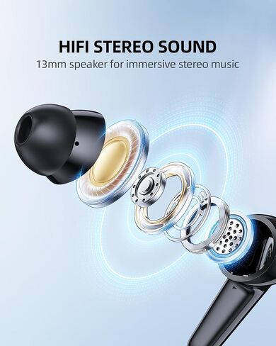 Wireless Earbuds Bluetooth Earbuds Hi-Fi Stereo,3.5g Mini Earphones in Ear Built-in Microphone, 30H Playtime,USB-C Charging Case,IP5 Waterproof Earbuds Wireless for Android iOS (Black) in Saudi Arabia