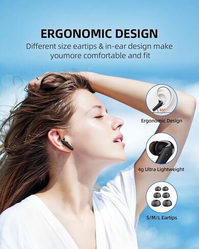 Wireless Earbuds Bluetooth Earbuds Hi-Fi Stereo,3.5g Mini Earphones in Ear Built-in Microphone, 30H Playtime,USB-C Charging Case,IP5 Waterproof Earbuds Wireless for Android iOS (Black) in Saudi Arabia