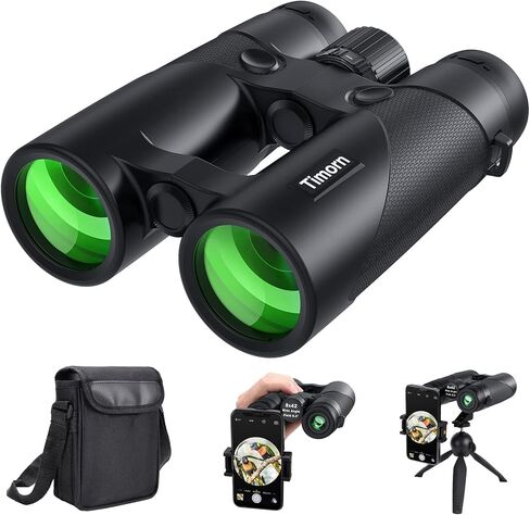 10x42 Binoculars for Adults High Powered: Timorn Lightweight Binoculars for Bird Watching with Phone Adapter Tripod, Waterproof Fogproof HD Binoculars for Hunting, Trekking, Hiking,Travel, Sports in Kuwait