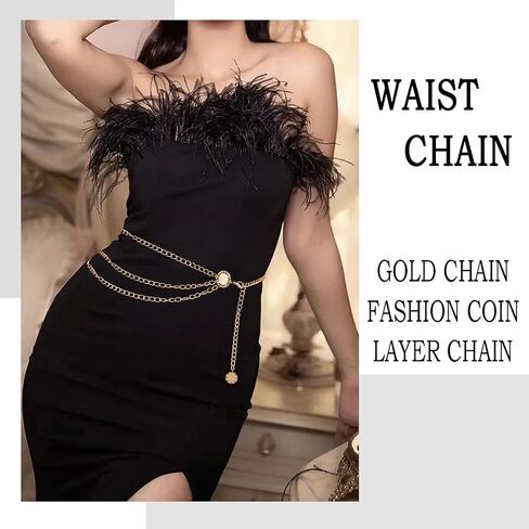 Boho Gold Disc Waist Belly Chain Coin Waist Chain Belt Women Bikini Body Waist Chain for Beach Party Prom Daily in Saudi Arabia