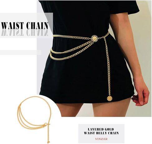 Boho Gold Disc Waist Belly Chain Coin Waist Chain Belt Women Bikini Body Waist Chain for Beach Party Prom Daily in Saudi Arabia