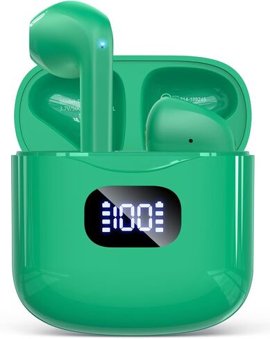 Wireless Earbuds Bluetooth 5.3 Headphones, 40Hrs Playback Stereo Ear Buds with LED Display Charging Case IPX7 Waterproof in-Ear Earphones with Mic for Phone Tablet Laptop Sports, Green in Saudi Arabia