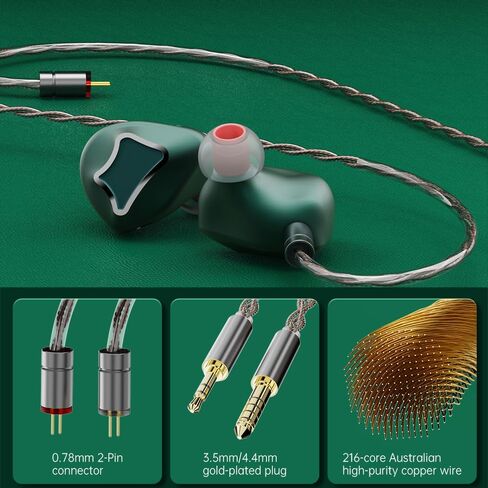 سماعات أذن ARTTI R1 داخل الأذن، سماعات أذن سلكية 3DD HiFi Bass Gaming IEM مع كابل 2pin قابل للفصل 0.78 مم للمغني الموسيقي Audiophile (بدون ميكروفون، 3.5 مم) in Kuwait