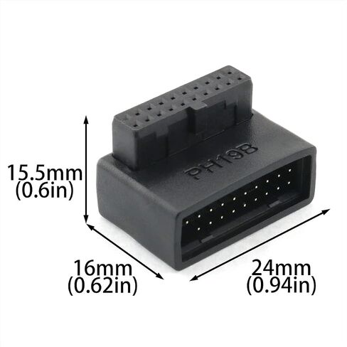 PH19B سطح المكتب لوحة أم للكمبيوتر USB 3.0 19P / 20P ذكر إلى أنثى تمديد محول صعودا وهبوطا بزاوية 90 درجة Overmold in Kuwait