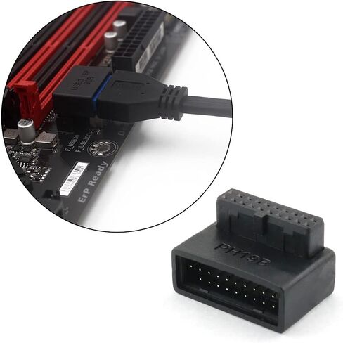 PH19B سطح المكتب لوحة أم للكمبيوتر USB 3.0 19P / 20P ذكر إلى أنثى تمديد محول صعودا وهبوطا بزاوية 90 درجة Overmold in Kuwait
