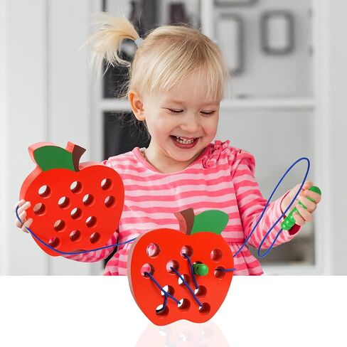4 pcs Wooden Toys,Lacing Toys for Toddlers 3-5,Toddler Plane Activities Car Travel Toys Montessori Educational Learning Lacing Toys for Fine Motor Skills Birthday Easter Gift for Boys Girls in Kuwait