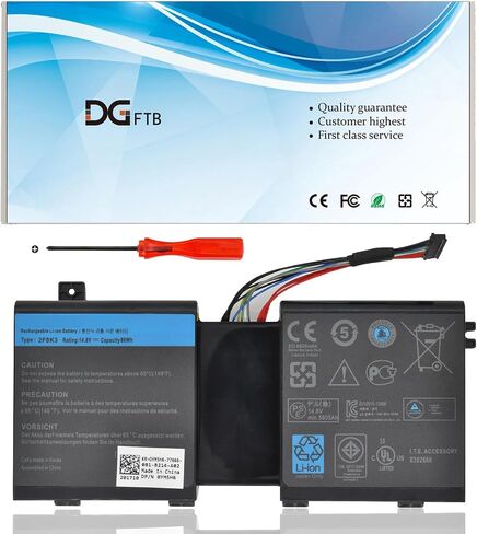 2F8K3 بطارية كمبيوتر محمول جديدة لأجهزة Dell Alienware 17 R1 17X M17X-R5، مع كمبيوتر محمول للألعاب Alienware 18 R1 18X M18X-R3 02F8K3 KJ2PX 0KJ2PX G33TT 0G33TT 0NU209 451-BBCB M18X 14.8V 86Wh 5700mAh in Saudi Arabia