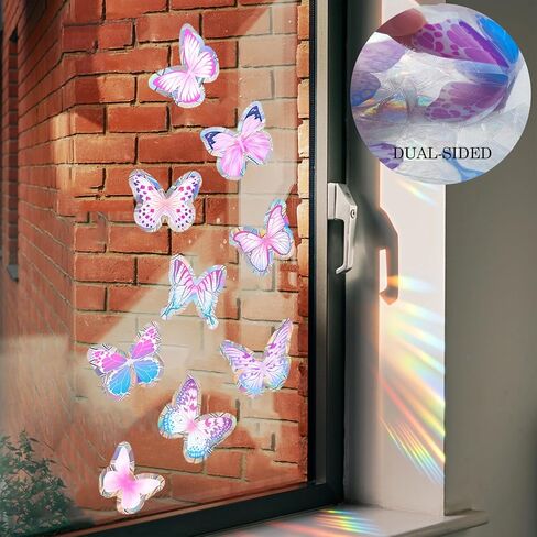 KAHSHEEN Garden Potted Plant Spring Summer Static Window Clings, Realistic Botanical Window Sticker, Anti-Collision Glass Doors Window Stickers, Green Leaf Vinyl Décor, Double-Sided Printed Decal in Kuwait