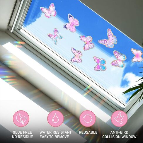 KAHSHEEN Garden Potted Plant Spring Summer Static Window Clings, Realistic Botanical Window Sticker, Anti-Collision Glass Doors Window Stickers, Green Leaf Vinyl Décor, Double-Sided Printed Decal in Kuwait