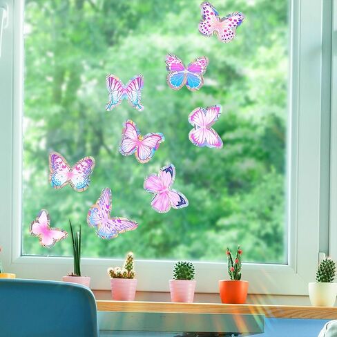 KAHSHEEN Garden Potted Plant Spring Summer Static Window Clings, Realistic Botanical Window Sticker, Anti-Collision Glass Doors Window Stickers, Green Leaf Vinyl Décor, Double-Sided Printed Decal in Kuwait