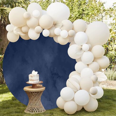 7.2x7.2ft Polyester Navy Blue Happy Birthday Round Backdrop Cover Navy Blue Marble Texture Birthday Background for Photography Kids Adults Boy Man Birthday Banquet Party Portrait Decor Props in Saudi Arabia