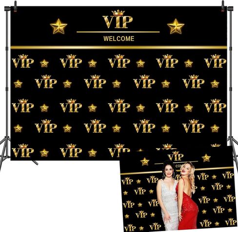 7x5ft VIP Backdrop Red Carpet Photography Background Movie Night Backdrop Stage Black Gold Crown Celebrity Birthday Banquet Photo Booth Portrait Studio Video Prop in Saudi Arabia