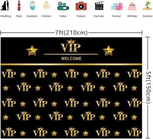 7x5ft VIP Backdrop Red Carpet Photography Background Movie Night Backdrop Stage Black Gold Crown Celebrity Birthday Banquet Photo Booth Portrait Studio Video Prop in Saudi Arabia