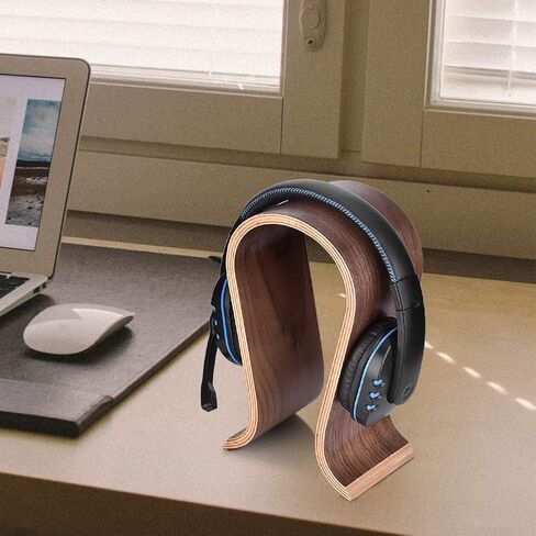 U Shape Headset Stand, Wooden Headphones Headset Holder Hanger Desk Headset Display Shelf Rack, for Almost All On-Ear Headphones in Saudi Arabia