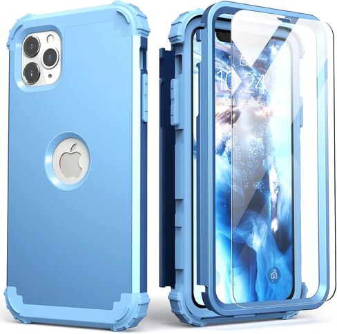 IDweel for iPhone 11 Pro Max Case with Tempered Glass Screen Protector,Hybrid 3 in 1 Shockproof Slim Fit Heavy Duty Protection Hard PC Cover Soft Silicone Bumper Full Body Case, Rose Gold in Saudi Arabia