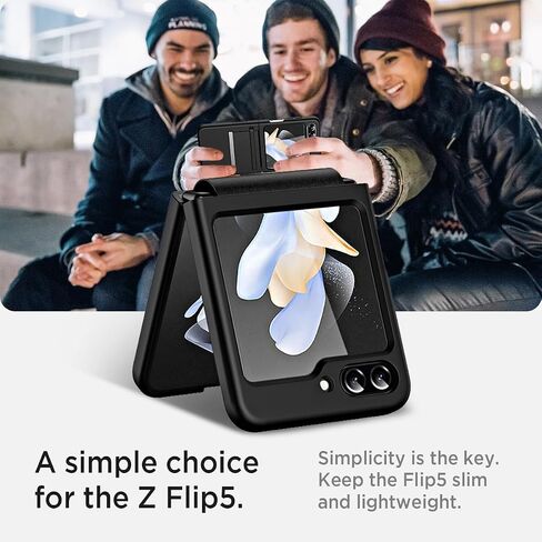 Miimall Compatible with Samsung Galaxy Z Flip 5 Case, [Slim Thin] [Non-Slip] [Anti-Drop] [Scratch Resistance] [Folding Hinge Protection] Protective Phone Case for Samsung Galaxy Z Flip 5 5G (Black) in Saudi Arabia