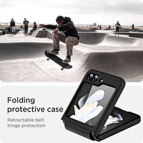 Miimall Compatible with Samsung Galaxy Z Flip 5 Case, [Slim Thin] [Non-Slip] [Anti-Drop] [Scratch Resistance] [Folding Hinge Protection] Protective Phone Case for Samsung Galaxy Z Flip 5 5G (Black) in Saudi Arabia