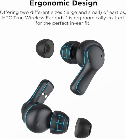 HTC True Wireless Earbuds 1 Bluetooth 5.1 with USB-C Charging Case, 32-Hour Playtime, Built-in Microphone with ENC, Touch Control Wireless Earbuds in Saudi Arabia