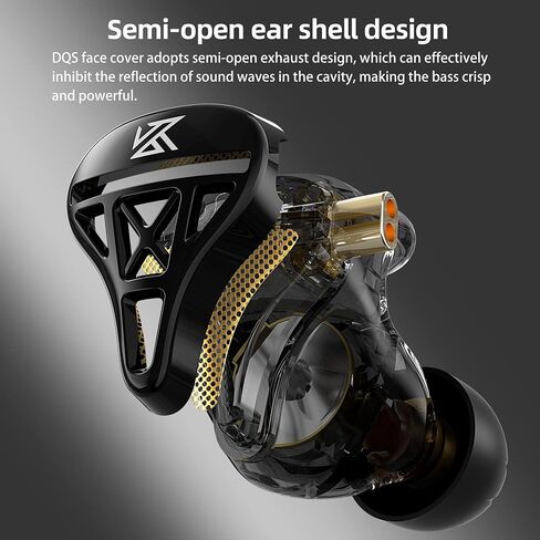YINYOO KZ DQS Wired Earbuds, Metal Dynamic HiFi in Ear Monitor Headphone Semi-Open Earphone, Music Travel Sports Game Deep Bass Earphone with Detachable Cables in Saudi Arabia