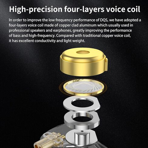 YINYOO KZ DQS Wired Earbuds, Metal Dynamic HiFi in Ear Monitor Headphone Semi-Open Earphone, Music Travel Sports Game Deep Bass Earphone with Detachable Cables in Saudi Arabia