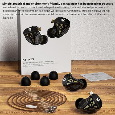 YINYOO KZ DQS Wired Earbuds, Metal Dynamic HiFi in Ear Monitor Headphone Semi-Open Earphone, Music Travel Sports Game Deep Bass Earphone with Detachable Cables in Saudi Arabia