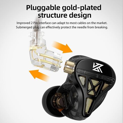 YINYOO KZ DQS Wired Earbuds, Metal Dynamic HiFi in Ear Monitor Headphone Semi-Open Earphone, Music Travel Sports Game Deep Bass Earphone with Detachable Cables in Saudi Arabia