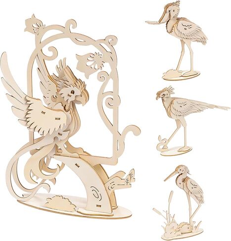 ELX Wooden 3D Puzzles for Kids 6+, 4 Piece Set Animal Wooden Models, Wood Building Kits Stem Toys Gifts for Kids and Adults… in Saudi Arabia