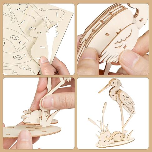 ELX Wooden 3D Puzzles for Kids 6+, 4 Piece Set Animal Wooden Models, Wood Building Kits Stem Toys Gifts for Kids and Adults… in Saudi Arabia