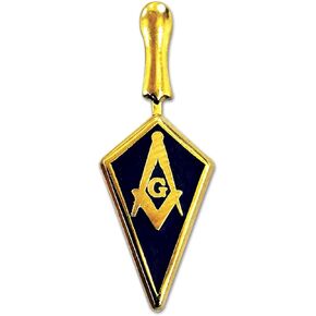 Trowel with Square & Compass Masonic Lapel Pin - [Blue & Gold][1'' Tall]