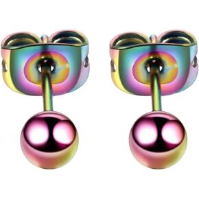 Hypoallergenic Ball Stud Earrings from Medical Grade Titanium Rainbow Color. Titanium earrings.