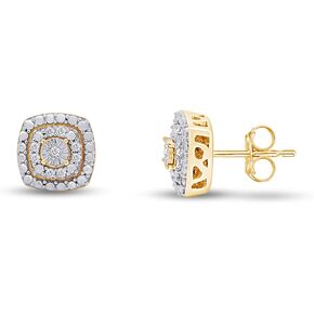 AFFY 1/10 Carat Total Weight Halo Small Diamond Cluster Stud Earrings for Women in Rhodium Plated 925 Sterling Silver Color IJ/Clarity I2-I3 Gift for Her Teen