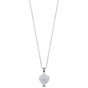 BERRICLE Sterling Silver Heart Cubic Zirconia CZ Anniversary Pendant Necklace for Women, Rhodium Plated