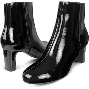 Women‘s Ankle Boots Chunky Mid Heel Booties Side Zipper Pointed Toe Short Boots