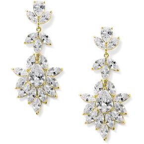 أقراط متدلية مكعبة زركونيا مزينة ببيان مطلي بالذهب عيار 14 قيراط من ماريل، لحفلات الزفاف أو المساء in Kuwait