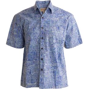 Johari West Ripple Rosso Tropical Hawaiian Cotton Batik Shirt for Men in Kuwait