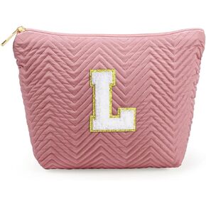 YOOLIFE Gifts for Women - Birthday Gifts for Women, Personalized Gifts for Mom Freind Sister Teacher, Graduation Gifts for Her, White Initial Makeup Bag Cosmetic Bag A