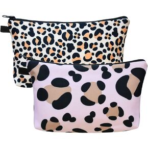 2 Pcs Cosmetic Bag for Women Small Make Up Bag Waterproof Travel Toiletries Pouch with Zipper for Organizing Small Items, Gift Bags for Birthday Christmas(Daisy Flower 1)
