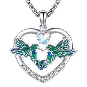 Eusense Hummingbird Necklace Pendant 925 Sterling Silver Gold Hummingbird Jewelry for Women Men Humming Bird Gifts For Mom Grandma Lucky Charm