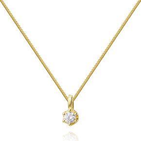 G.Rui&Niao Tiny Cubic Zirconia Pendant Necklace for Women 14K Gold Plated Sterling Silver Pendant Necklaces, 19.5 inch with Adjustable Slider