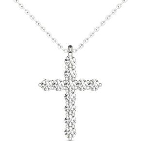 VAARYA 1/4 Ct. tw. GH/SI2-I1 AGS Certified 14K Hypoallergenic White Gold Natural Diamonds Cross Pendant Necklace Charm