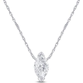 La Joya 1/2 Carat Diamond Necklaces for Women | GH VS/SI Lab Grown 14K White Gold Diamond Pendants | Solid Gold Chain Included | Variety of Shapes to Choose From