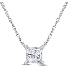 La Joya 1/2 Carat Diamond Necklaces for Women | GH VS/SI Lab Grown 14K White Gold Diamond Pendants | Solid Gold Chain Included | Variety of Shapes to Choose From