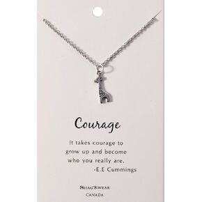 Shag Wear Women's Genuine Pewter Animal Pendant Necklace with Inspirational Message Quote