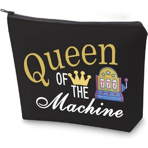 ZJXHPO Casino Cosmetic Bag Casino Gambling Lover Gift Queen Of The Machine Makeup Bag Slot Gambling Lucky Gift (BL Queen Machine)