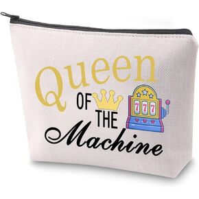 ZJXHPO Casino Cosmetic Bag Casino Gambling Lover Gift Queen Of The Machine Makeup Bag Slot Gambling Lucky Gift (BL Queen Machine)